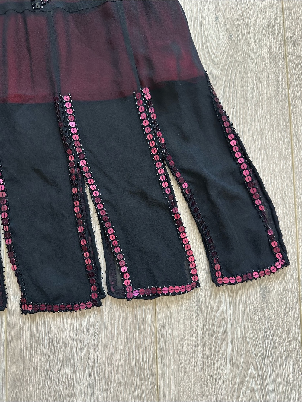 Vintage Sue Wong Nocturne Dress Silk Beaded Sequins 90s Y2K Vampy Flapper Sz 6 - Picture 7 of 12